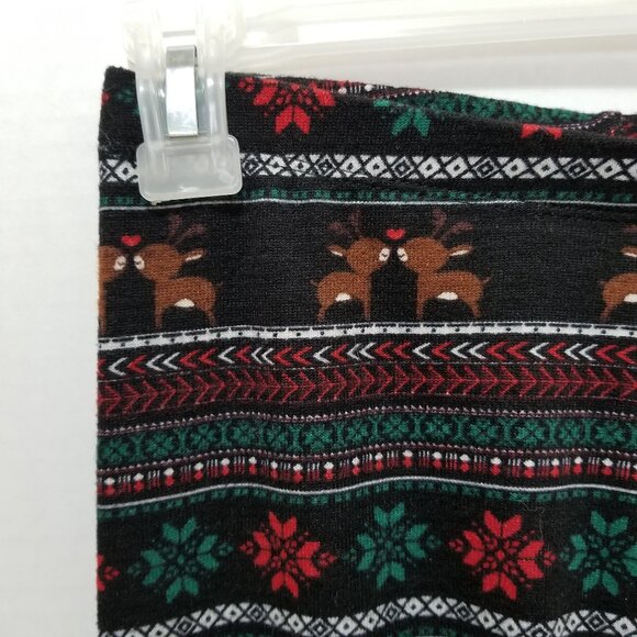 Pink Republic leggings Small Christmas XMas reindeer fair isle snowflake holiday - Picture 3 of 12